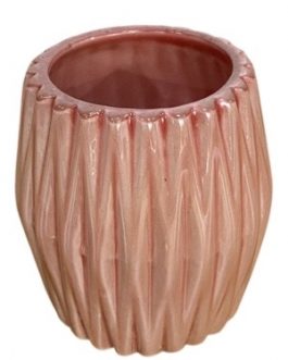 Mini Vaso MK Estriado, em cerâmica, com desenho de zig zag