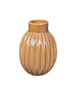 Mini vaso MK Bolinha, em cerâmica com pintura auto brilho, desenho de vincos