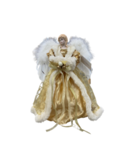 Anjo com LED, Luvas, vestes com estampa brilhante em branco e dourado, casaco bordado com lantejoulas