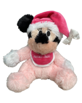 Baby Minnie de Natal rosa com babador e gorro com laço