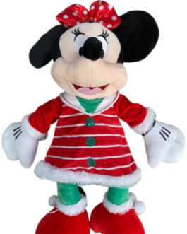 Minnie de Natal G com laço Vermelho e casaco com listras