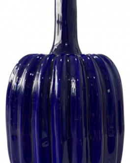 Vaso M Pitanga em cerâmica na cor azul pescoço alto