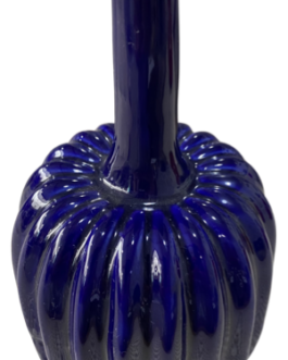 Vaso M Pitanga em cerâmica na cor azul pescoço alto