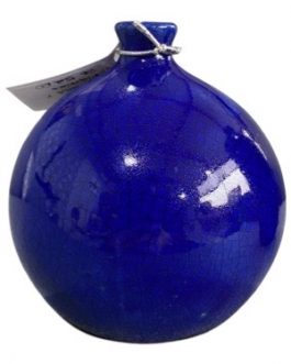 Mini vaso bola Figueira biquinho em cerâmica, na cor azul craquelado e na cor branca