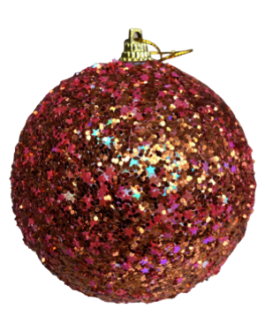 Bola de Natal com Gliter Vermelho e lantejoulas furta-cor em formato de estrela – caixa com 03