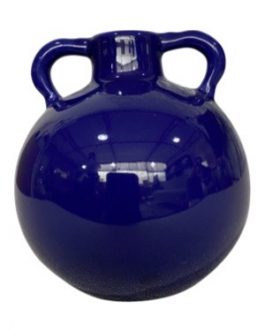 Mini vaso Coimbra com alças, em cerâmica na cor azul liso