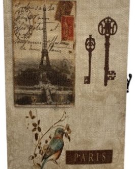 Caixa Porta Chaves Paris em madeira revestida com tecido estampado inspirado na França