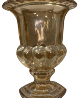 Mini vaso Gomos, em vidro na cor âmbar com pedestal
